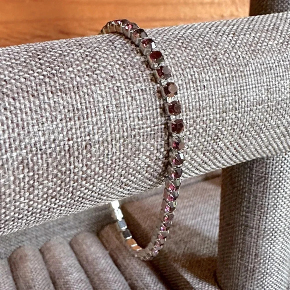 Boutique Jewelry - Dark Purple Amethyst Colored CZ Stainless Steel Tennis Bracelet February Stone